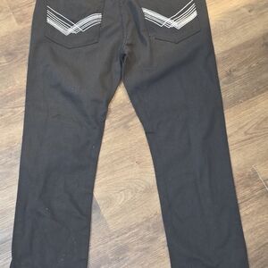 Jeanetix Mens Size 40x30 Stylish Black Straight Jeans with Pocket Detailing